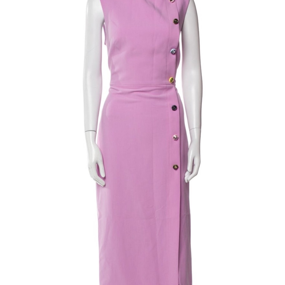 Lela Rose Pink Midi Dress with Button Detail